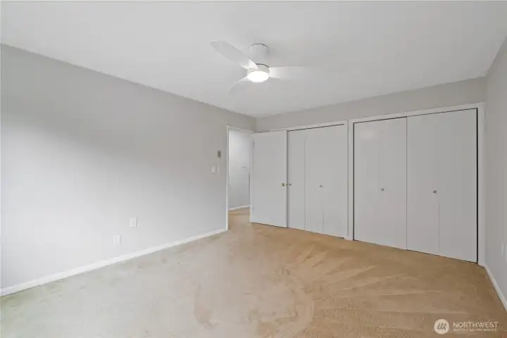 Bedroom 1 with large double closets