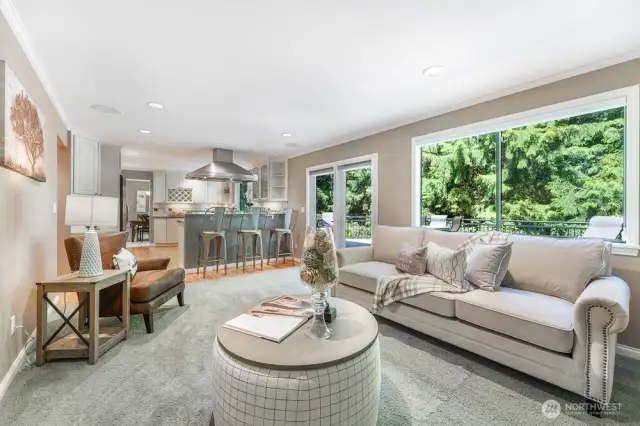 Delightful family room off kitchen