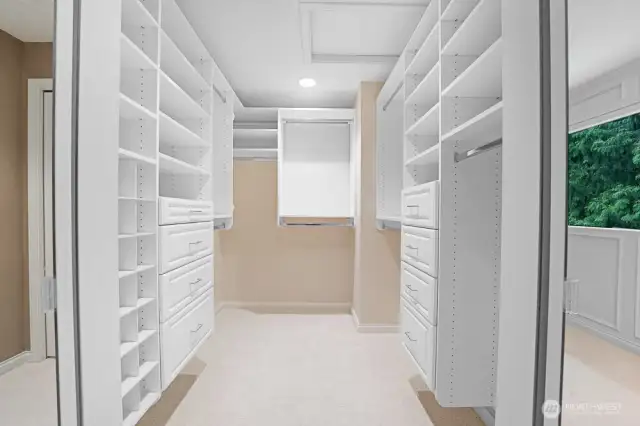 Lighted California closet in Primary bedroom