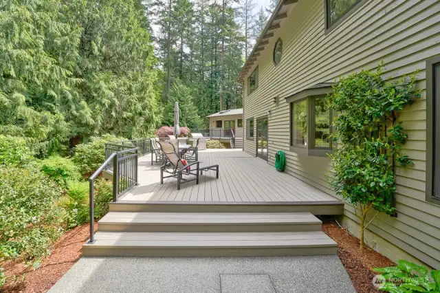 Azek decking w/black powder coated railing along the kitchen and family room
