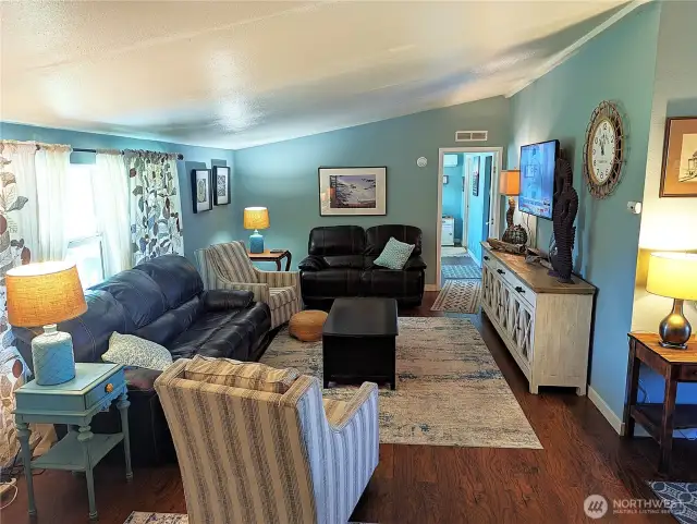 Living room with vaulted ceiling