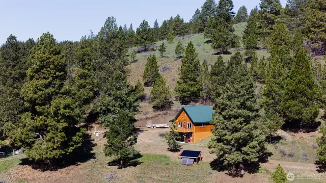 Perfectly nestled cabin.