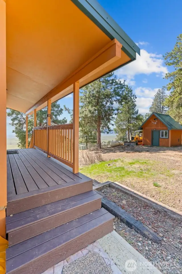 Composite decking for easy low-maintenance upkeep.