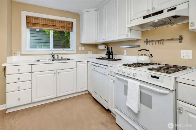 Kitchen with a gas range.