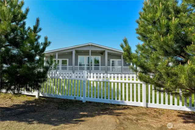 Covered porch facing S
