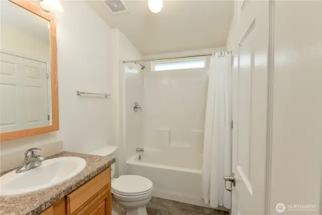 Guest bath from bedroom hallway