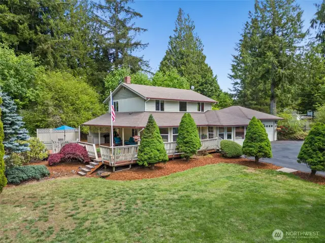 Home with wrap around deck and hot tub hook up