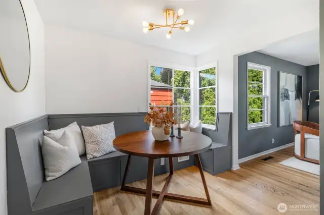 Dining area with built in bench.