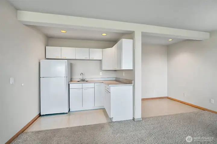 Kitchenette on lower level with dining area
