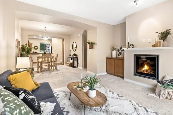 Open concept living room and dining room.