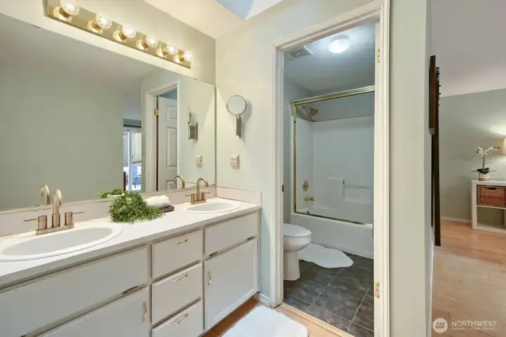 Second look at bath in Primary bedroom