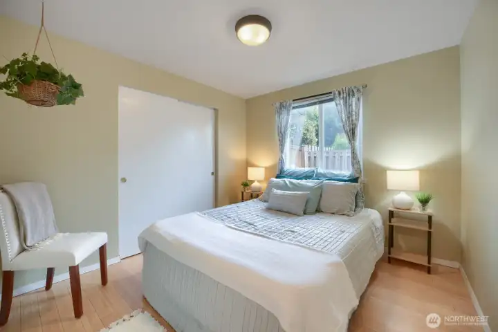 Bedroom #2 has a large closet- behind the doors it extends the length of the room