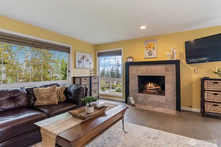 Snuggle up by the gas fireplace on cold winter nights