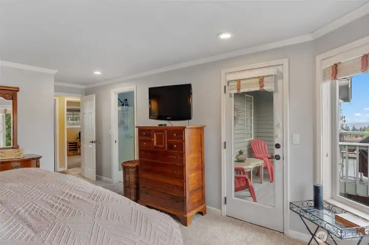 Door on the right leads to a private deck