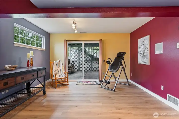 Slider door leads to the patio