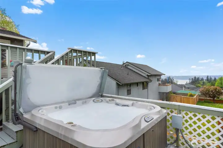 Soak in the hot tub and enjoy the view!
