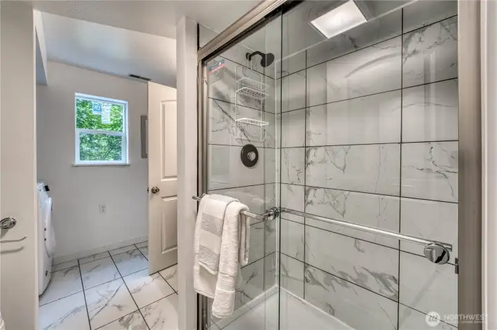 High end finishes in the lower bathroom will impress