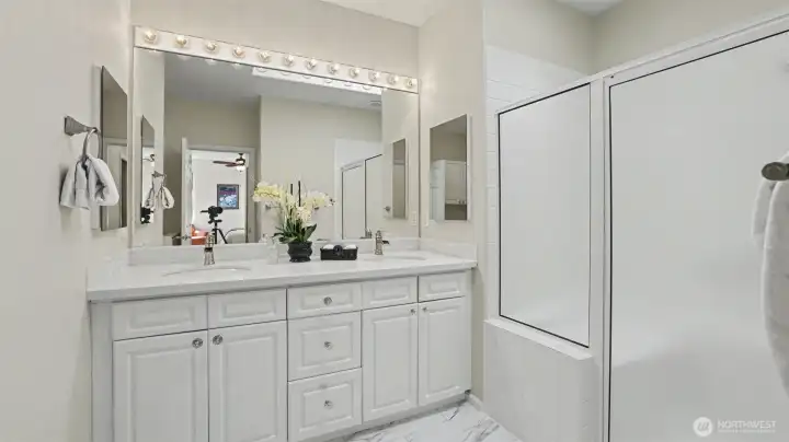 Primary bathroom with skylights