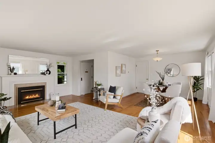 Living room opens to a welcoming dining room