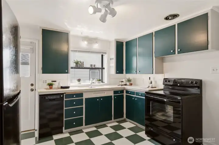 Kitchen kitsch with newer appliances