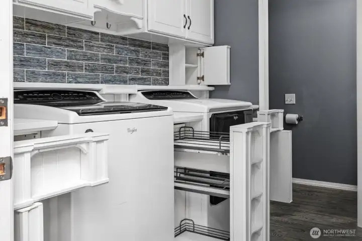 laundry room hidden compartments and half bath