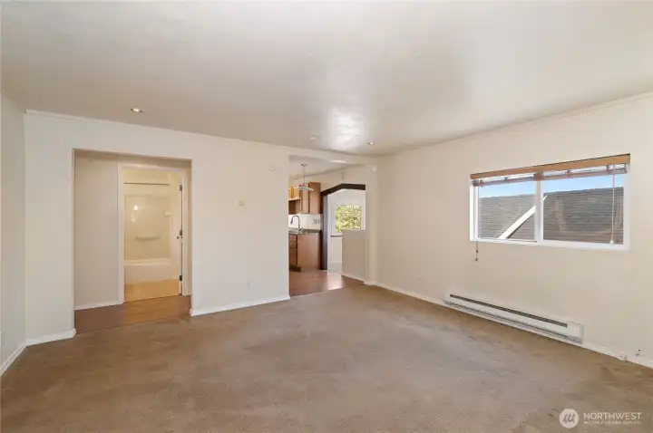 View of living room from entry. View of living room from entry.