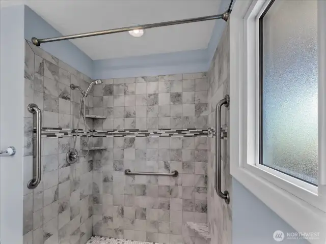 Step-in shower.