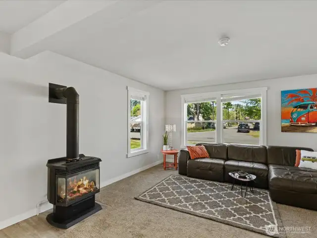 Cozy gas fireplace