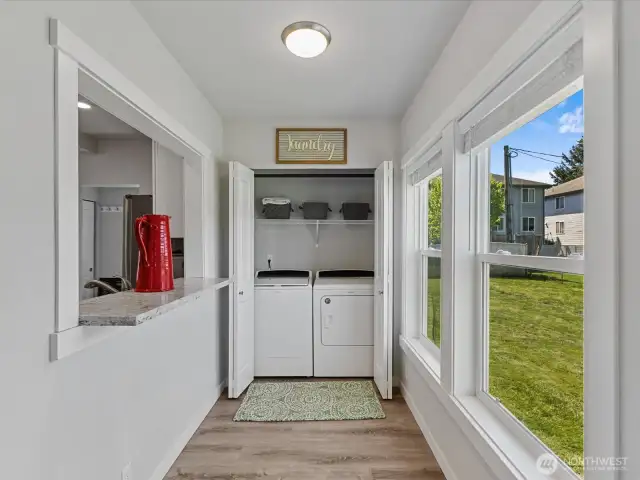 Adorable bar seating at the pass-through kitchen window—perfect for entertaining without everyone crowding your kitchen!