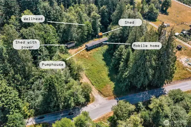 Locations of current buildings & well ~