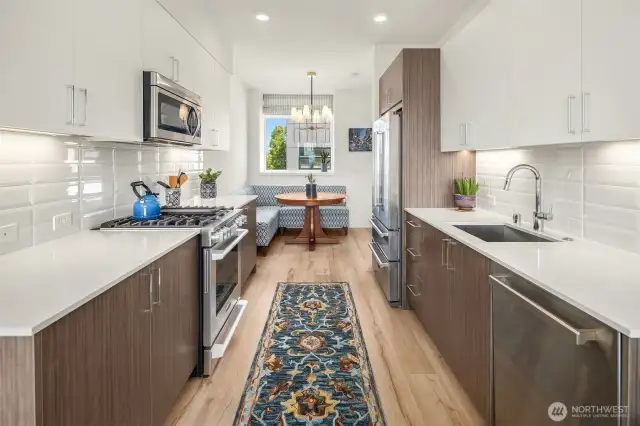Gourmet kitchen with a Bertazzoni appliance suite.