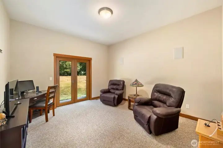 Main floor office with French doors to back yard.