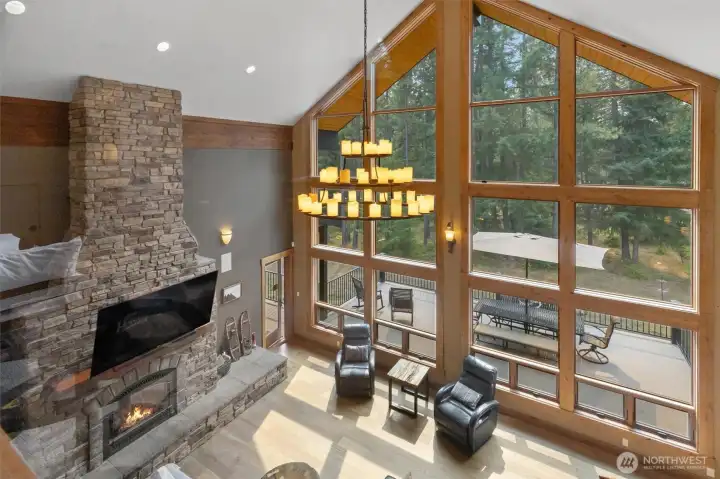 Great room with new windows from upper level.