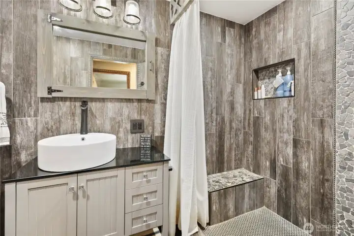 Fully tiled bathroom