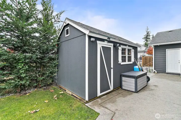 Outdoor shed conveniently located off the patio & garage, plus RV parking is perfect for any extra storage or the use of your dreams!