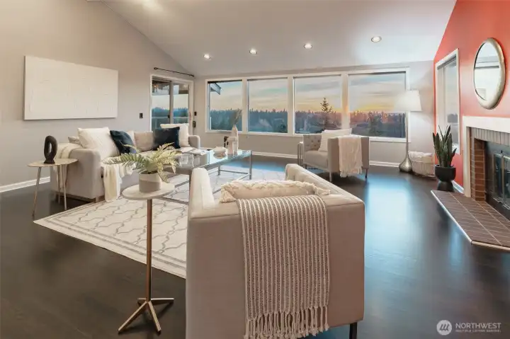 Newly re-finished flooring creates a consistent flow throughout the main level.