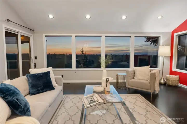 Oversized picture windows frame the breathtaking views.