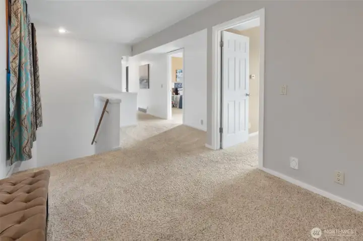 Landing for the 2nd level which hosts 4 bedrooms, Laundry Room & Storage Closet.