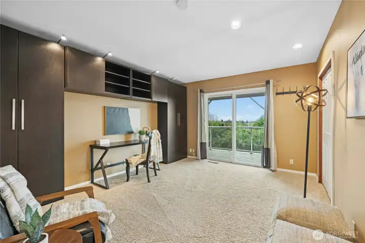 2nd Level - Bedroom 4 - also great office space.  Built in organizer with overhead lighting stays.  Bi-fold door closet and access to deck.