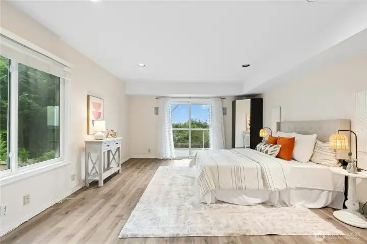 2nd Level - Oversized Bedroom 5 - with Southern window and access to Western deck which runs the entire length of the 2nd level.