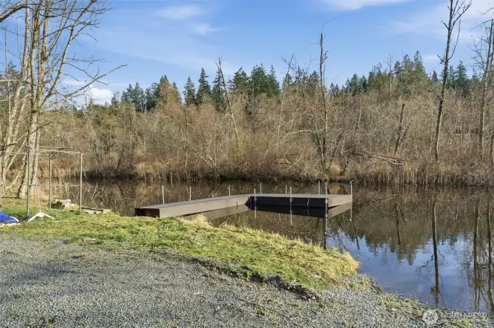 Private boat dock - water way leads to lake