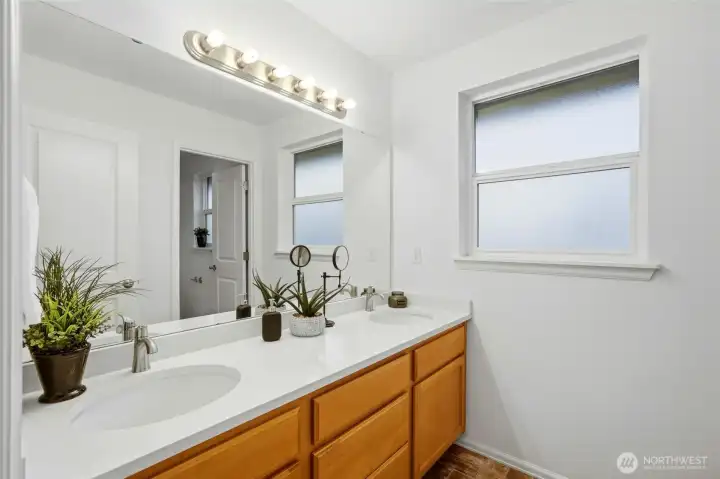 Full bathroom with plenty of storage