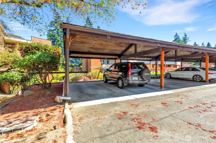 Your carport parking stall, 54, is just a few steps away from the entry stair.