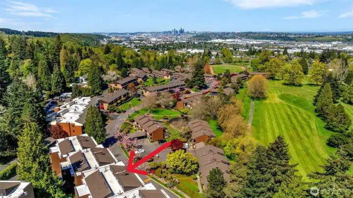 Drone shot looking north.