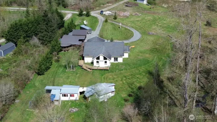 Ariel view looking at the back of property.