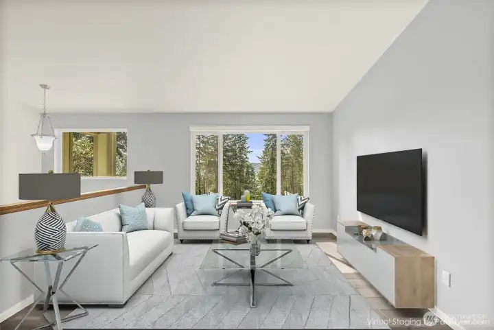 Virtually staged living room.