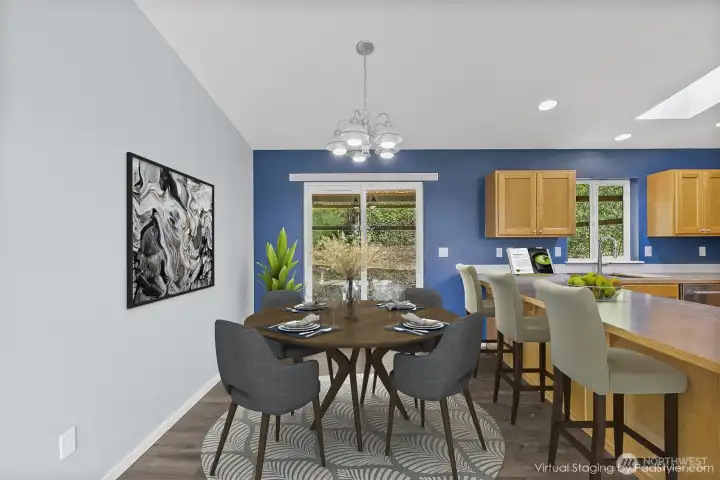 Virtually staged dining room.