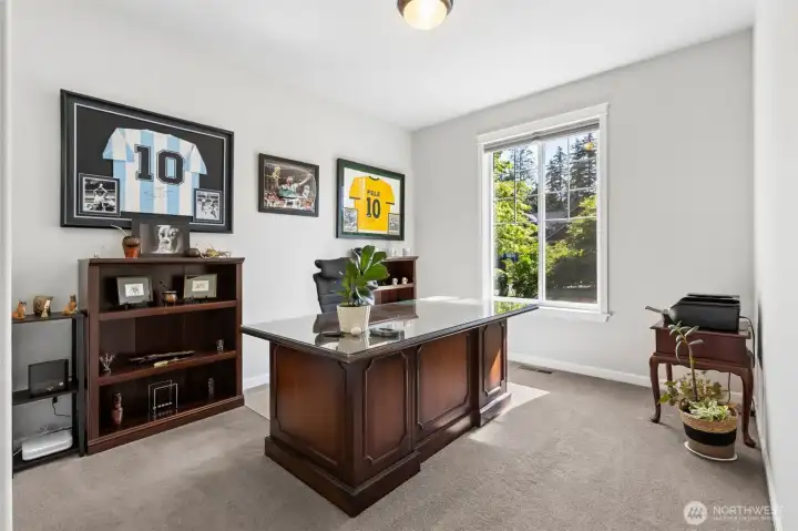 The office space facing east and away from all the living spaces for silence and privacy.