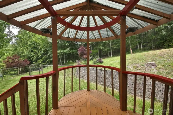 The deck off the primary bedroom.