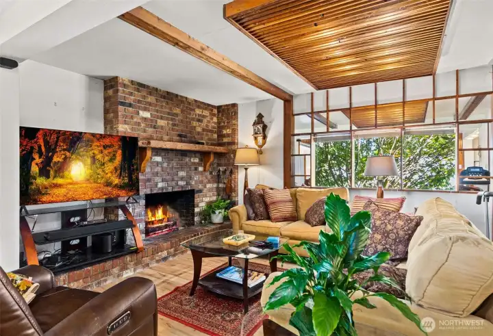 Cozy living room with propane FP that could convert back to wood